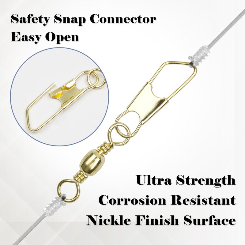 Shaddock Fishing Fishing Barrel Swivels Snaps, 100pcs Snap Swivels Fishing Tackle Leader Line Lure Connector Accessories High Strength Solid Rings for Saltwater Freshwater, Gold, 2# - Image 4